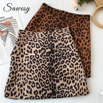 Sexy Leopard Mini Skirts Womens Fashion 2018 New Arrival Cotton High Waist Skirts Women Streetwear A line Skirt Women Clothings