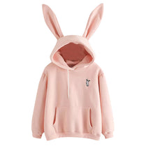 Hoodies Rabbit Ear sudadera kawaii Sweatshirt Women Winter Warm Pink Hoodies Sweatshirts