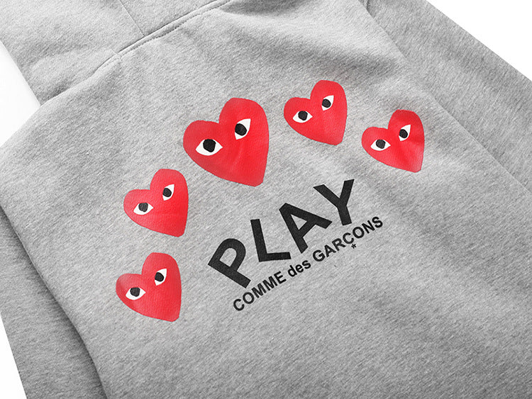 AAA Com DES play GARCONS CDG HOLIDAY Heart Emoji Unisex Casual Little Red Heart Pullover Zipper Sweatshirts Hoodies Coat