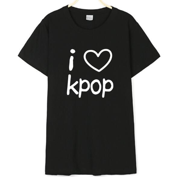I LOVE KPOP Letter Print T Shirts for Men Women Cotton t-shirts