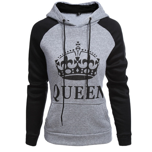 KING Queen Crown Print Unisex Autumn Hoodies Sweatshirt