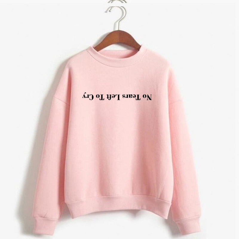 Ariana Grande Sweatshirt No Tears Left To Cry Hoodie Women Print Harajuku God Is A Woman Sweatshirts Pullover Cewneck Warm Tops