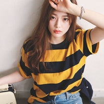 Women stripe T-Shirt Streetwear Oversized TShirt Casual shirts clothes summer Loose Hipster Tops Tees O-neck Short Sleeve Female