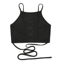 Crop Tops Blusa Women Sleeveless Sexy Bandage T Shirt Top Fashion Black Lace Up Tank Top Tumblr Ladies