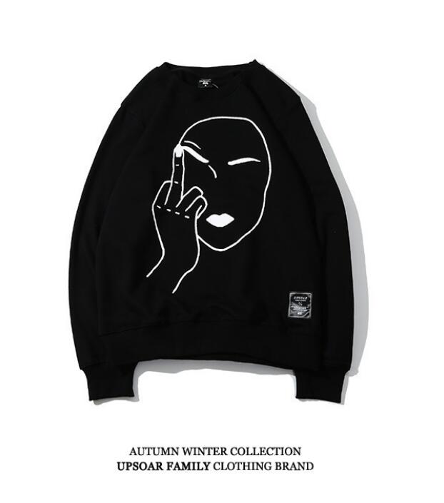 Sweatshirt Streetwear Print Middle Finger Men Hip Hop Pullover Sweatshirts Hoodie
