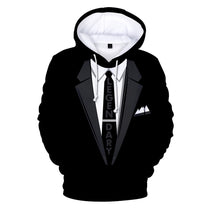 Men Suit Black hoodie Pattern 3D Print Long Sleeve Caps Sweatshirt Pullover sudaderas para hombre mens hoodies