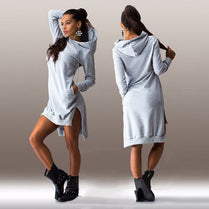 Solid Split Women Hoodies Sweatshirts Plus Size Asymmetrical Irregular Sportswears Long Sleeves Hooded Pullovers Feminino