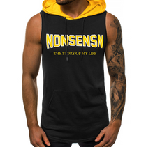 Summer Men Fitness Hoodies Tank Tops Sleeveless Bodybuilding Tee Shirt Fashion Stringer Male Workout Hooded Vest Sportswear