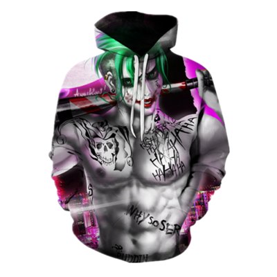 New Fashion Suicide Squad Joker Hoodies Colorful 3D Printed Heath Ledger Hoody harajuku Sweatshirts Casual Hooded Pullovers Tops