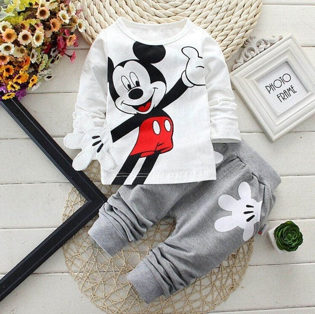 Baby Boys Clothes Spring Autumn Cartoon Leisure Long Sleeved T-shirts + Pants Newborn Baby Girl Clothes Kids Bebes Suits
