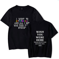 Hip Hop T Shirt Men Women Travis Scotts ASTROWORLD Harajuku T-Shirts WISH YOU WERE HERE Letter Print Tees Tops