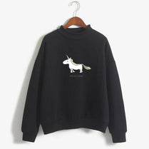 Run Unicorn Hoodies Women's Long Sleeve Fleece Turtleneck Sweatshirt 2017 Autumn Winter Kawaii Unicorn Print Harajuku Casual Pullover