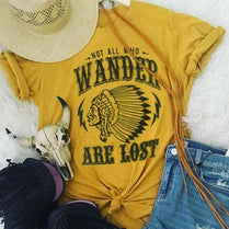 T Shirt Women Short Sleeve Letter Character Print Not All Who Wander Are Lost Casual Female T Shirt Fashion Ladies Tops Tee