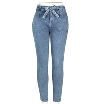 High Waist Jeans Women Streetwear Bandage Denim Plus Size Jeans Femme Pencil Pants Skinny Jeans