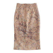 S-2XL Women Chinese Style High Waist Fashion Suede Knee-length Skirts Print Ladies Pencil Skirts Vintage