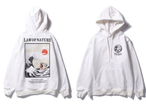 Japanese Embroidery Funny Cat Wave Printed Fleece Hoodies 2018 Winter Japan Style Hip Hop Casual Sweatshirts Streetwear
