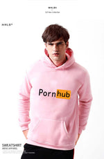 Men' Pornhub Design Print Fleece Hoodies Sweatshirts Winter Unisex Hip Hop Swag Sweatshirts