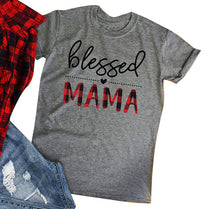 Blessed Mama Letter Print Gray T-Shirt Women's Clothes Short Sleeve Casual Loose T shirt Tee Basic Tops