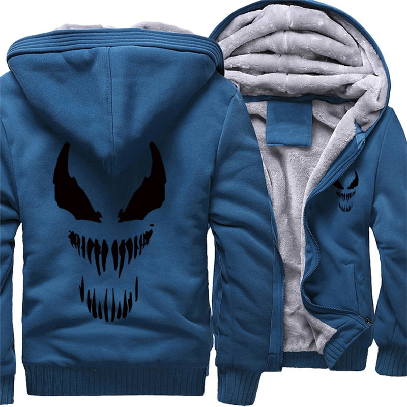 Marvel Venom zipper Sweatshirts Men's Casual Hoodies Winter Thicken Coat Tops Clothing Cosplay Fashion Jacket Streetwear