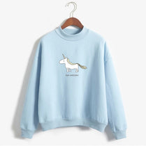 Run Unicorn Hoodies Women's Long Sleeve Fleece Turtleneck Sweatshirt 2017 Autumn Winter Kawaii Unicorn Print Harajuku Casual Pullover