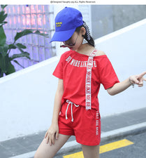 Kids Letter Crop Tank Tops Legging Two Pieces Set For Girls Summer Style Teenage Girl Hip Hop Clothing 4 6 8 10 12 14Years