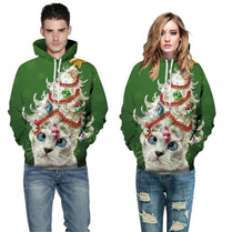 Men Women 2018 Christmas Cat print Casual Pullover Sweatshirts