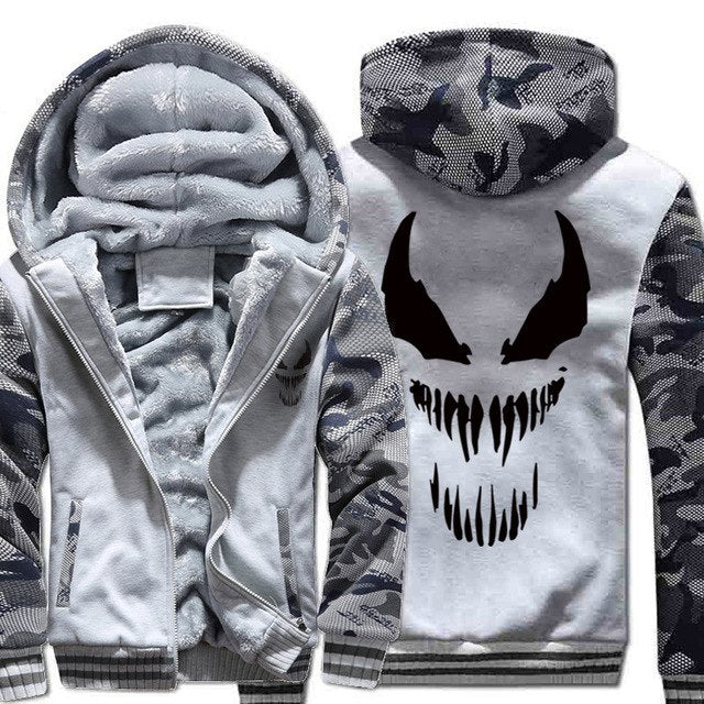 Marvel Venom zipper Sweatshirts Men's Casual Hoodies Winter Thicken Coat Tops Clothing Cosplay Fashion Jacket Streetwear