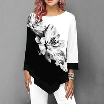 New 2020 Shirt Women Spring Summer Floral Printing Blouse 3/4 Sleeve Casual T - shirt