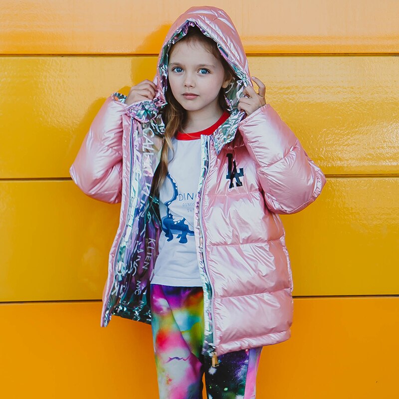 Children New Fashion Winter Jacket For Girls Warm Hooded Coat 90% Duck Down Double-sided Jackets Coats For Boys Kids Parkas