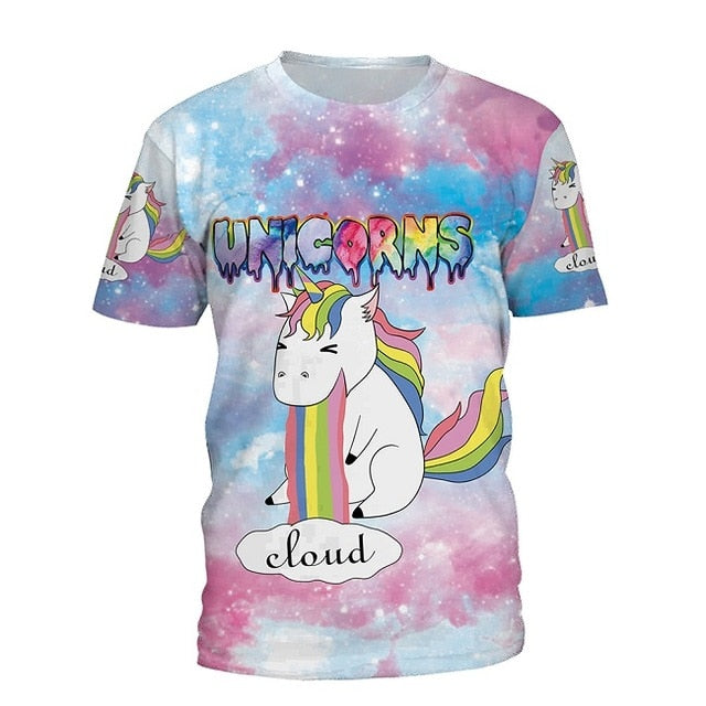 Women Unicorn Galaxy Space 3D Printed T-Shirt