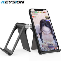 KEYSION Live Phone Holder Stand for iPhone 11 Pro Max XR XS Foldable Mobile Phone Stand for Samsung Desk Tablet Stand for Xiaomi