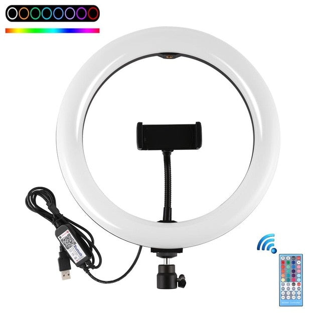 MAMEN 10 inch Ring Light 26cm RGB LED Dimmable Selfie Video Studio Fill Light Lamp Makeup For Youtube Vlog Photo Camera DSLR