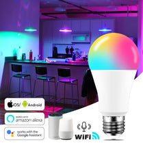 15W WiFi Smart Light Bulb B22 E27 LED RGB Lamp Work with Alexa/Google Home 85-265V RGB+White Dimmable Timer Function Magic Bulb webstore.myshopbox.net