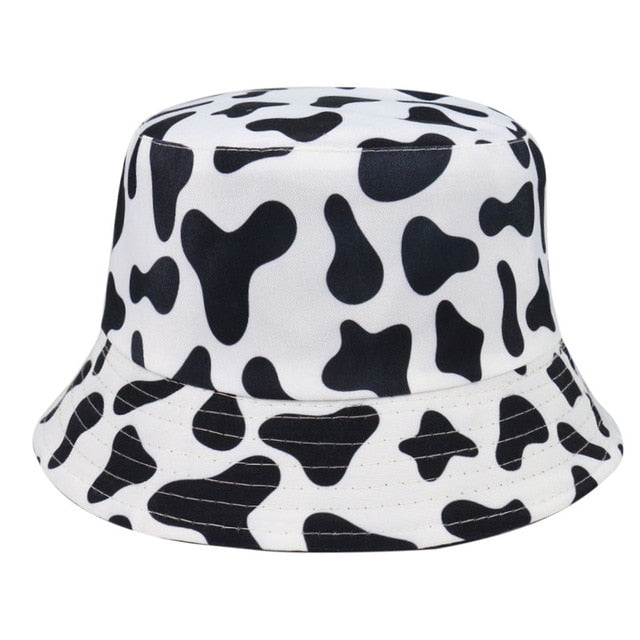 FOXMOTHER New Fashion Reversible Black White Cow Pattern Bucket Hats Fisherman Caps For Women Gorras Summer webstore.myshopbox.net