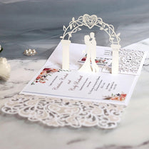1pc Sample European Laser Cut Wedding Invitations Card 3D Tri-Fold Lace Heart Elegant Greeting Cards Wedding Party Decoration webstore.myshopbox.net