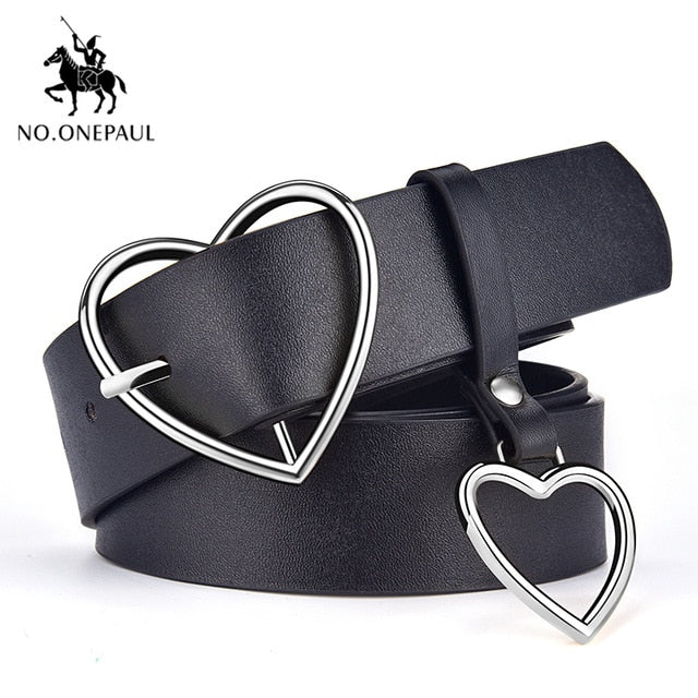 NO.ONEPAUL women belt Genuine Leather New Punk style fashion Pin Buckle jeans Decorative Belt Chain luxury brand belts for women