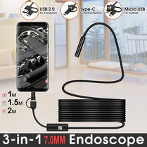 TYPE C USB Mini Endoscope Camera 7mm 2m 1m 1.5m Flexible Hard Cable Snake Borescope Inspection Camera for Android Smartphone PC webstore.myshopbox.net