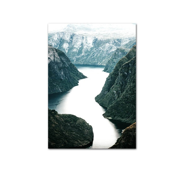 Scandinavian Travel Landscape Canvas Painting Mountain Boat Grass Nordic Poster Print Wall Art Picture Modern Living Room Decor