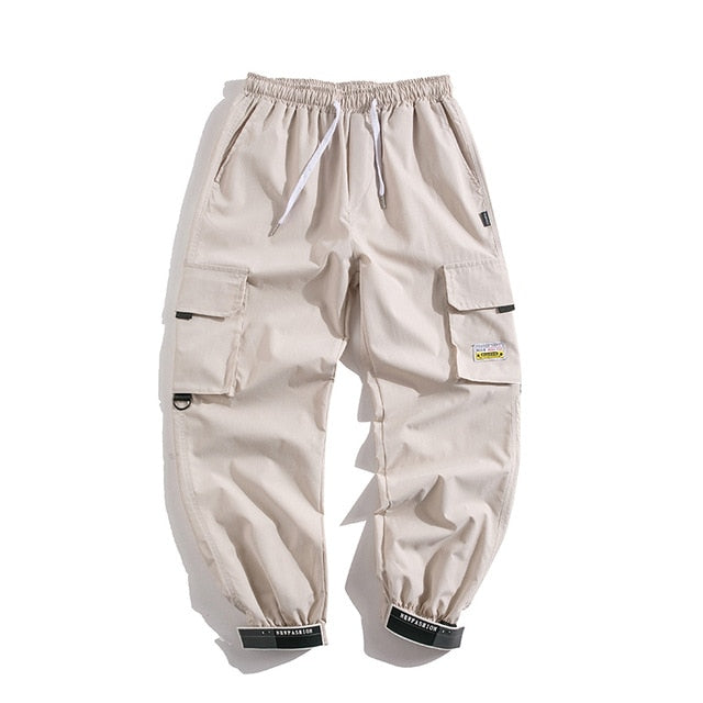 Men's Side Pockets Cargo Harem Pants 2020 Ribbons Black Hip Hop Casual Male Joggers Trousers Fashion Casual Streetwear Pants webstore.myshopbox.net