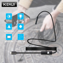KERUI Mini Endoscope Camera 7mm/5.5mm USB Camera for Android Endoscope Inspection Camera Borescope Waterproof 6 LEDs Adjustable