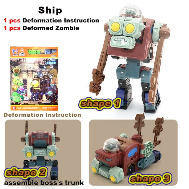 5 in 1 Assembly Deformation Zombie BOSS Robot Doll PVZ Plants vs Zombies Educational Toys PVC Action Figure Model Toys Kid Gift