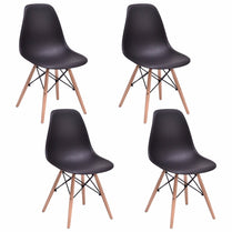 Giantex 4PCS Mid Century Modern Dining Side Chair Wood Leg Black Dining Room Furniture HW65771BK-4 webstore.myshopbox.net