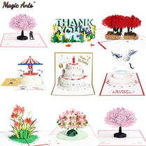 3D Pop-Up Cards Flowers Birthday Card Anniversary Gifts Postcard Unicorn Maple Cherry Tree Wedding Invitations Greeting Cards webstore.myshopbox.net