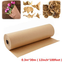 0.3m*30m Natural Brown Kraft Paper Roll For Wedding Birthday Party Handmade Gift Wrapping Parcel Packing Art Craft Poster Decor