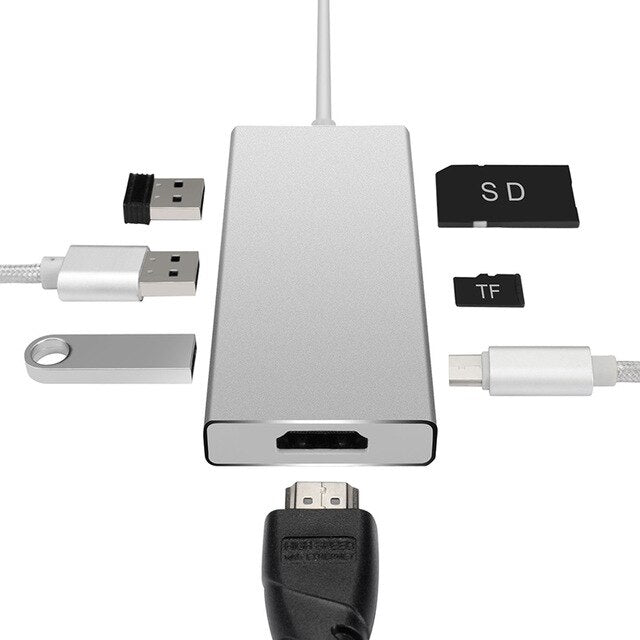 Moveski VT 101 USB C Hub type C Hub 3.1 with USB Charging Port HDMI Port 2 USB 3.0 & 1 USB 2.0 Ports SD & MicroSD Card Reader webstore.myshopbox.net