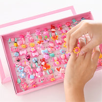 10pcs/lot Children's Cartoon Rings Candy Flower Animal Bow Shape Ring Set Mix Finger Jewellery Rings Kid Girls Toys