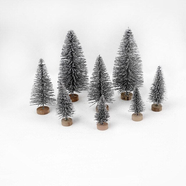 8pcs/set Artificial Mini Christmas Tree Snow Frost Small Pine Tree DIY Crafts Desktop Decoration Christmas Decoration Ornaments webstore.myshopbox.net