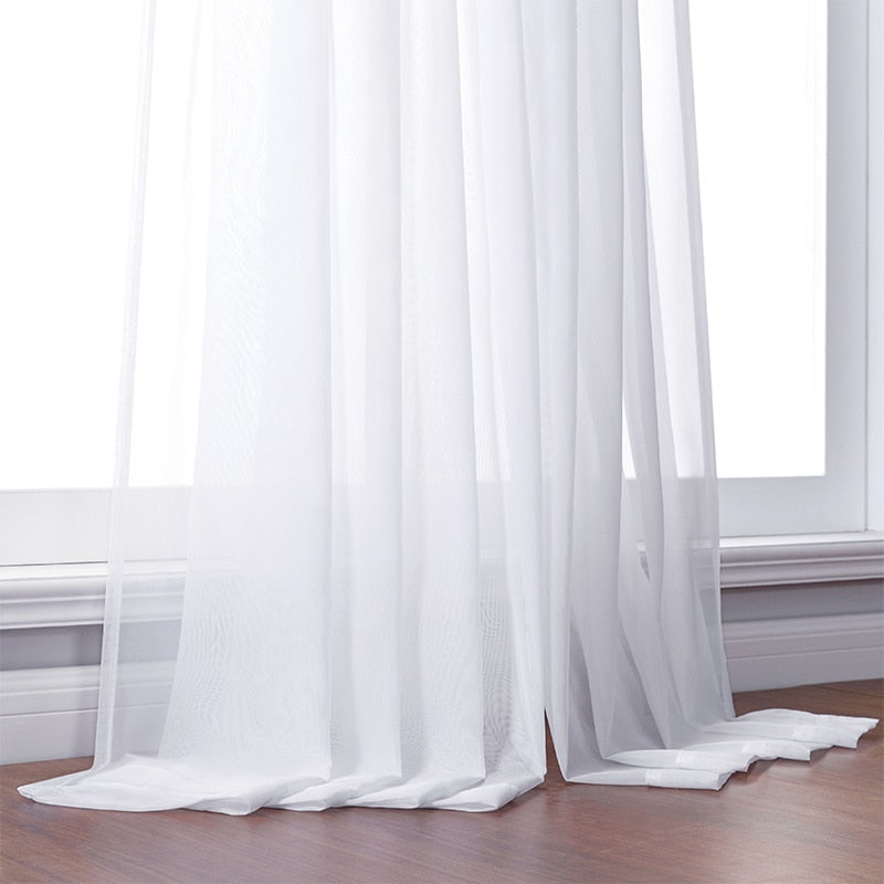 Elka Solid White Tulle Sheer Window Curtains for Living room the Bedroom Modern Tulle Organza Voile Curtains cheap curtains door