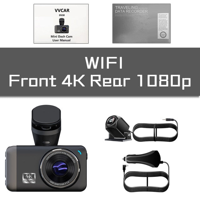 VVCAR D530 Car DVR Camera 4K+1080P Video Recorder WIFI Speed N GPS Dashcam Dash Cam Car registrar Spuer Night Vision