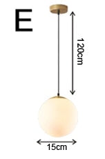 Nordic Glass Ball Pendant Lights Vintage Hoop Gold Modern LED Hanging Lamp for Living Room Home Loft Industrial Decor Luminaire